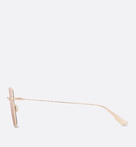 DiorStellaire1 White and Rose Gold Mirrored Square Sunglasses